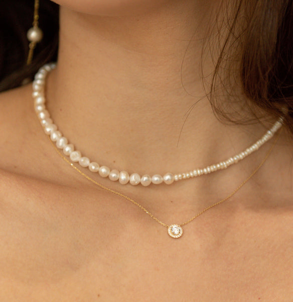 Pearl Cluster Choker Necklace - - Necklaces - Ofina