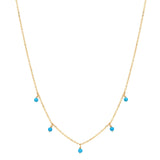 Tiny Turquoise Stone Drop Necklace - - Necklaces - Ofina