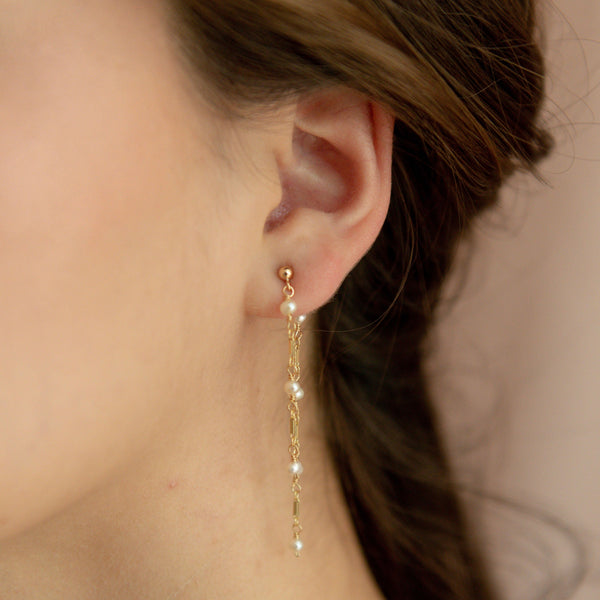 Cascade Pearl Drop Earrings - - Earrings - Ofina