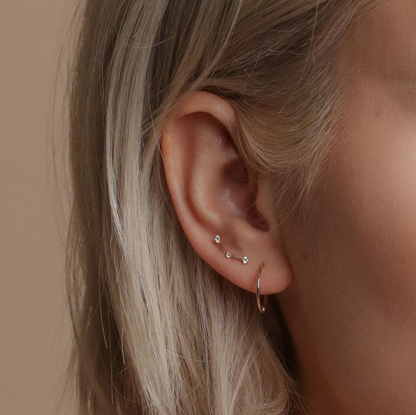 10k Solid Gold Triple CZ Constellation Studs - - Earrings - Ofina
