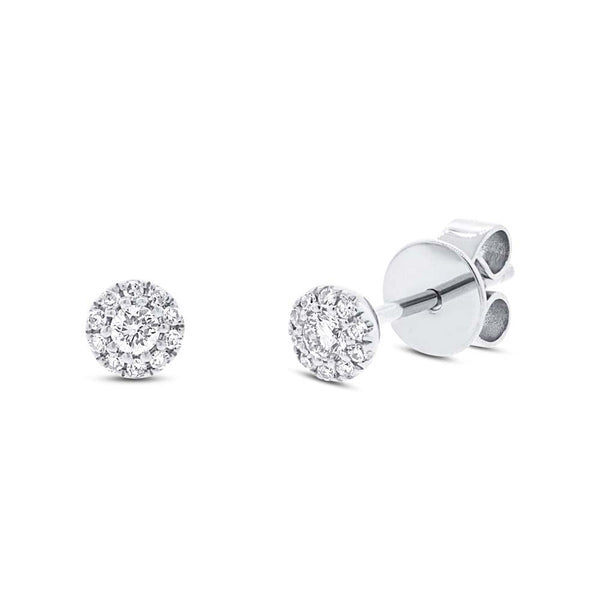 Diamonds Round Pave Stud Earrings - White Gold / 0.13CT - Earrings - Ofina