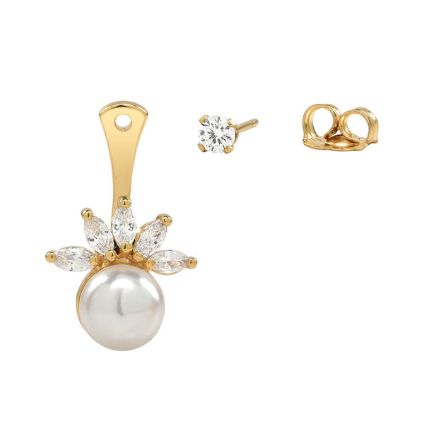 CZ/ Pearl Ear Jacket Earrings - - Earrings - Ofina