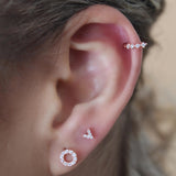 10k Solid Gold CZ Circle Cutout Studs - - Earrings - Ofina