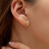 CZ Leaves Huggie - - Earrings - Ofina