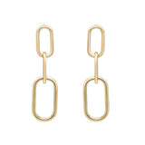 10K Solid Gold Paperclip Drop Studs - - Earrings - Ofina