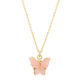 Pink Butterfly Necklace - - Necklaces - Ofina