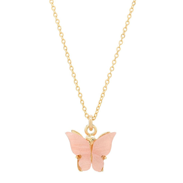 Coral Butterfly Necklace - - Necklaces - Ofina