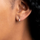 10k Solid Gold Double Line Textured Huggie Studs - - Earrings - Ofina