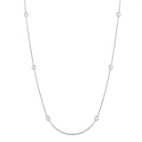 14k Diamond Bezel Chain Necklace - White Gold - Necklaces - Ofina