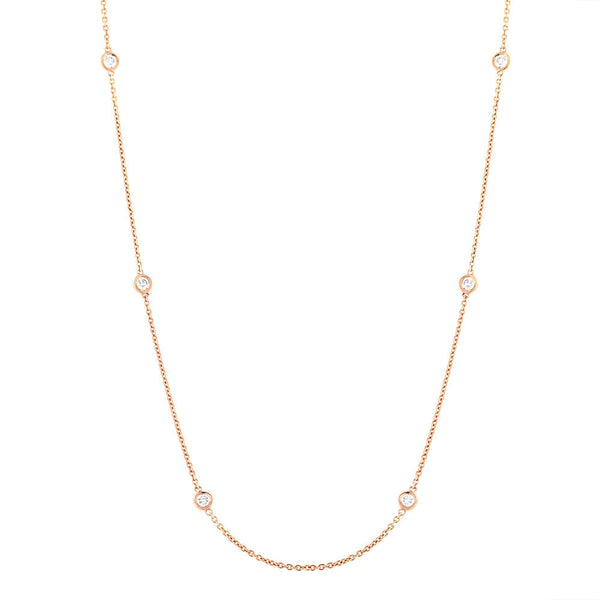 14k Diamond Bezel Chain Necklace - Yellow Gold - Necklaces - Ofina