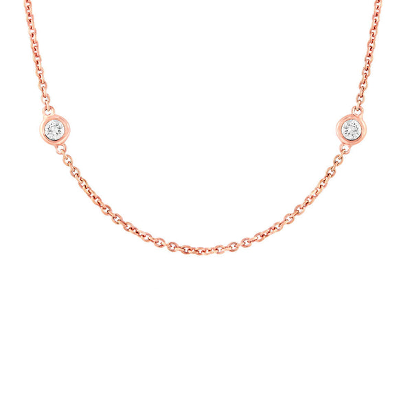 14k Diamond Bezel Chain Necklace - - Necklaces - Ofina