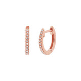 14k Diamond Huggie Hoop Earrings - Rose Gold - Earrings - Ofina