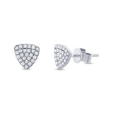 Diamonds Pave Rounded Triangle Stud Earring - White gold - Earrings - Ofina