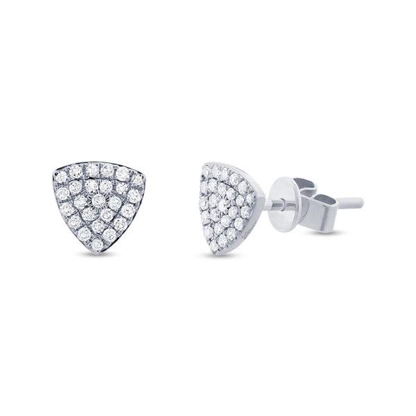 Diamonds Pave Rounded Triangle Stud Earring - White gold - Earrings - Ofina