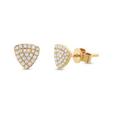 Diamonds Pave Rounded Triangle Stud Earring - Yellow gold - Earrings - Ofina