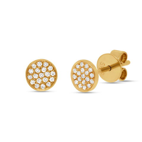 Diamonds Pave Stud Earrings - Yellow gold - Earrings - Ofina