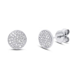 Diamonds Pave Circle Stud Earring - White gold - Earrings - Ofina