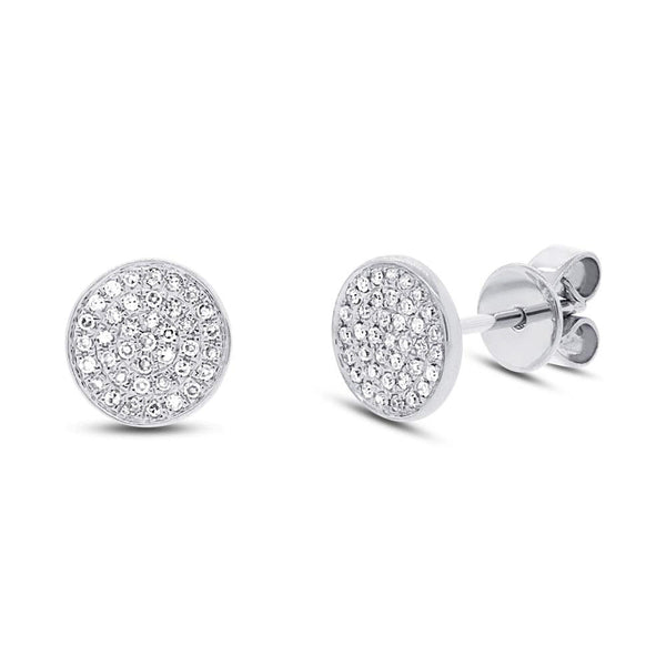 Diamonds Pave Circle Stud Earring - White gold - Earrings - Ofina