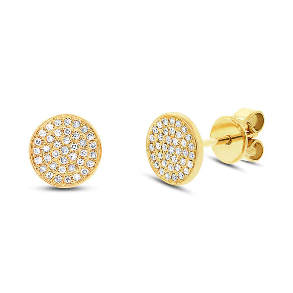 Diamonds Pave Circle Stud Earring - Yellow gold - Earrings - Ofina