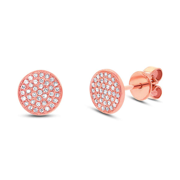 Diamonds Pave Circle Stud Earring - Rose gold - Earrings - Ofina