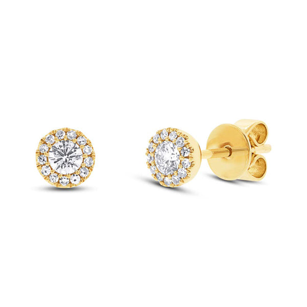 Diamonds Round Pave Stud Earrings - Yellow Gold / 0.29CT - Earrings - Ofina