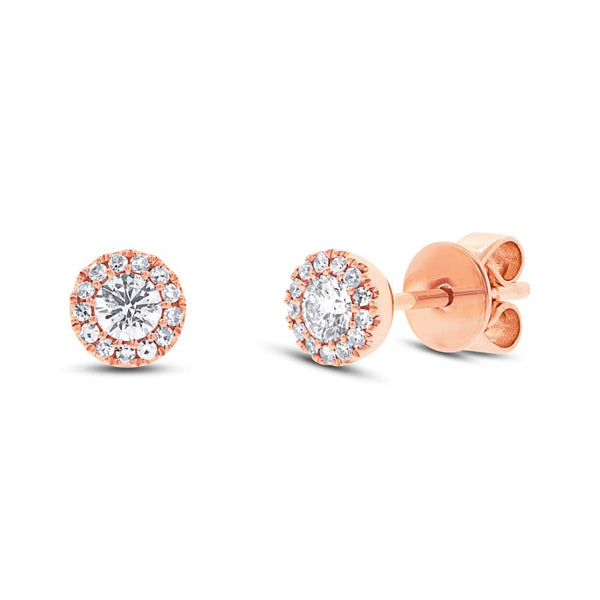 Diamonds Round Pave Stud Earrings - Rose Gold / 0.29CT - Earrings - Ofina